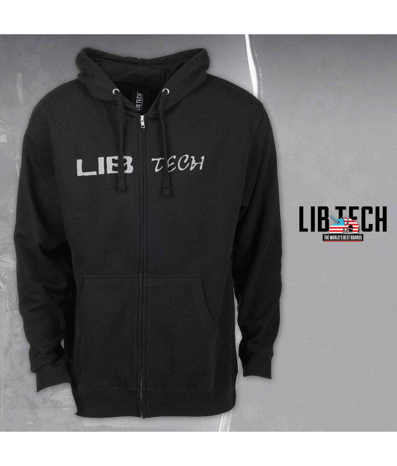 LIB LOGO HOODED ZIP BLACK